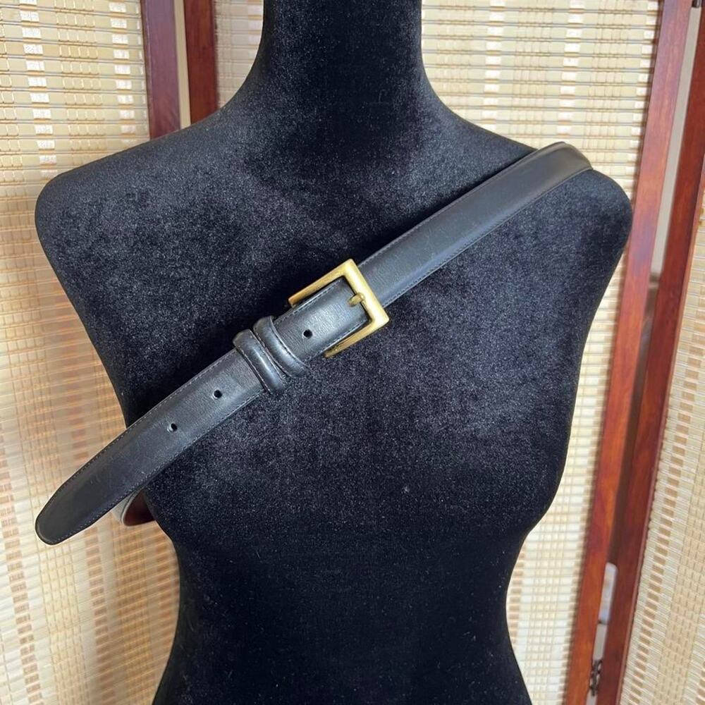 Vintage Coach Black Full-Grain Cowhide Brass Buckle Belt Size 40